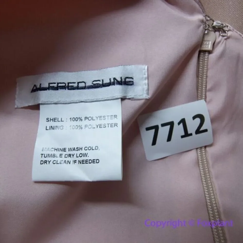 New! Alfred Sung Draped One-Shoulder Satin Maxi Dress in Toasted Sugar, size 14R - Picture 14 of 15
